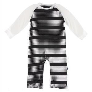 NEW KICKEE baby long sleeve raglan romper in zebra stripe